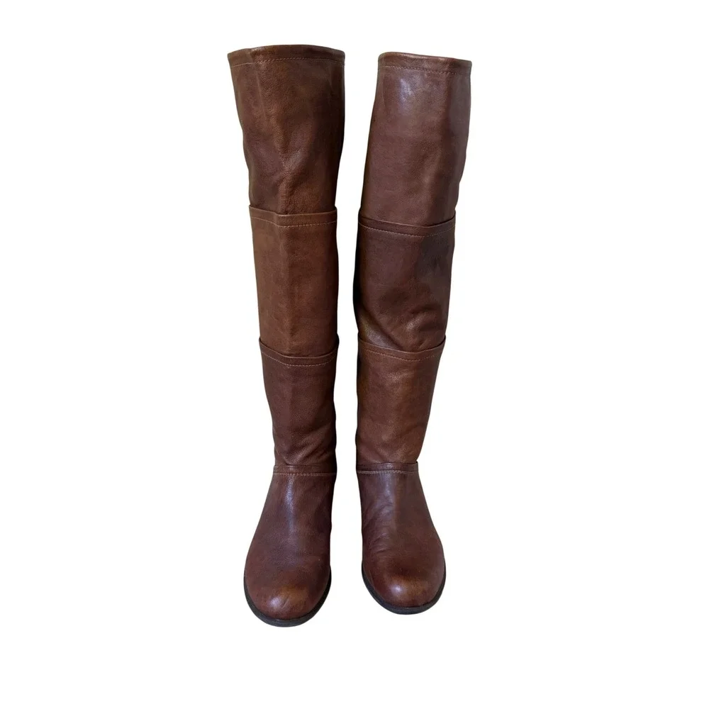 Stuart Weitzman Riding Boots Leather Brown 8.5 M